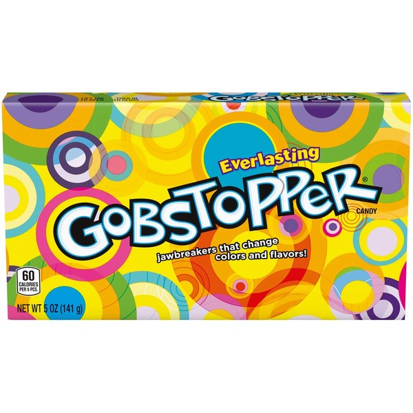 Everlasting Gobstopper Candy Jawbreakers Hard Candies Assorted Fruit Flavors Multicolor Candy Mix Movie Theater Box Candy Snack 1 – 5 oz Box