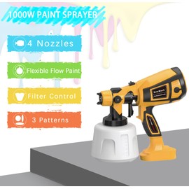 Paint Sprayer Tool 1000W High Power Electric Spray Paint Gun,4 Copper Nozzles Easy to Clean for Walls Garden Chairs Fence etc