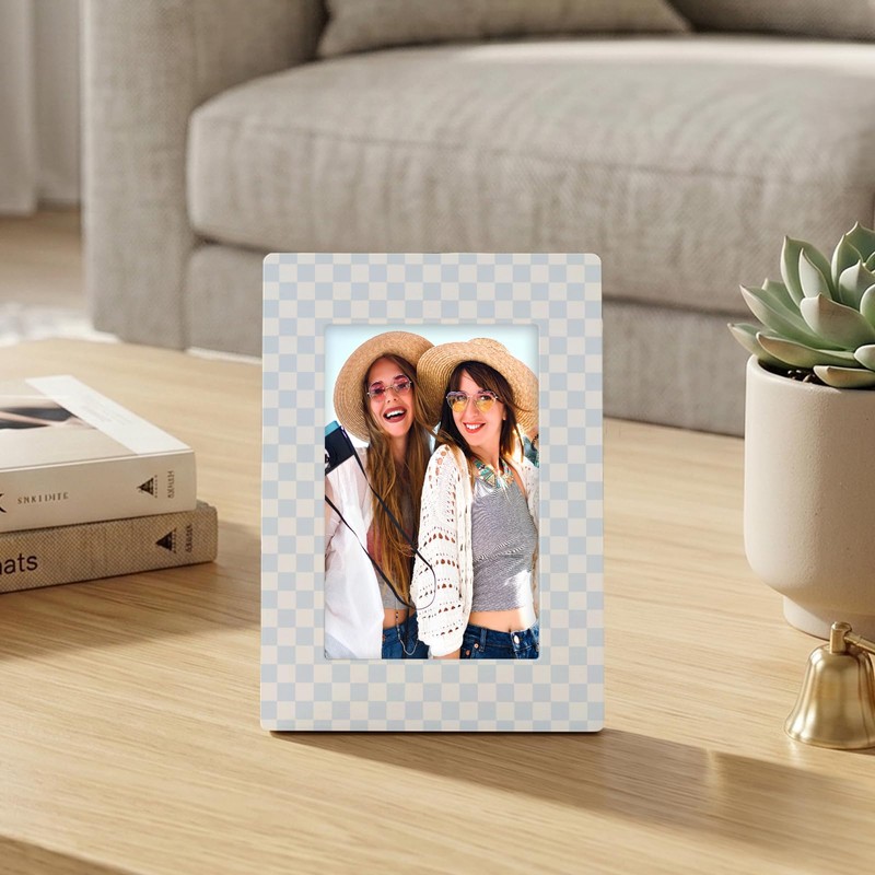 Blue Plaid Friends Picture Frame 4x6 for Desk Table Room