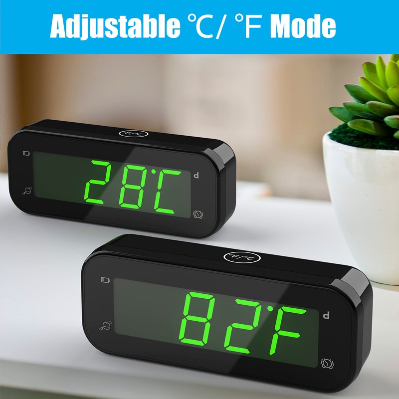 KWANWA 2 in 1 Alarm Clock Indoor Thermometer, Digital Clock