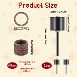 ElevateTech Nail Grinder for Dogs Replacement Kit, 42 Pack Pet Nail Grinder with Sanding Drum Bands Pet Smoother Claw Care Dog Nails Trimmer Tools (1/2 Inch, 80#/120#)