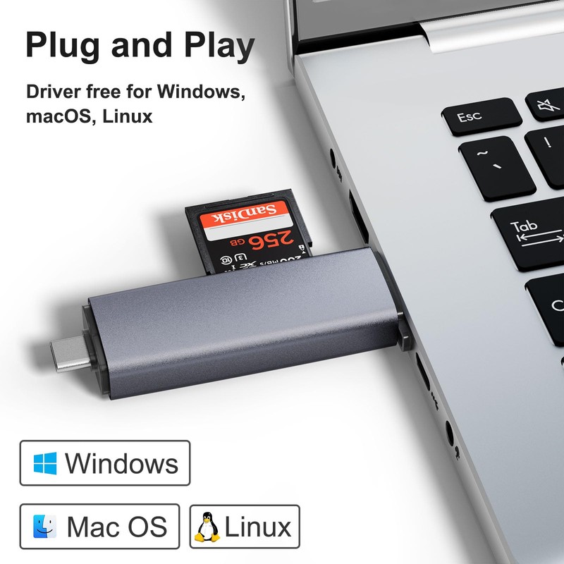 IEOVIEE Lector de Tarjetas SD/Micro SD, USB C Dual Connector