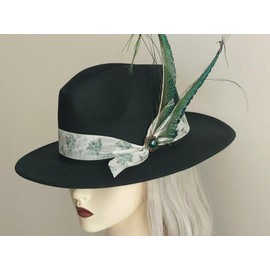 L'ouve Classic Fedora Hats for Men & Women Wide Brim Felt Hat Panama Dress Fedora Hat 2024, Green a, One Size-Medium