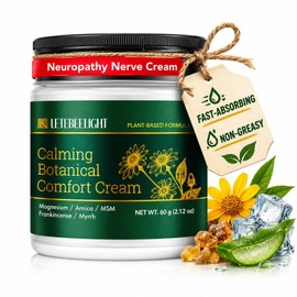 Letebee Light Magnesium Cream for Neuropathy: Non-Greasy and Fast-Acting Soothing Plant-Based Formula with Arnica Aloe Vera MSM Frankincense for Feet Hands Legs and Back 2 oz.