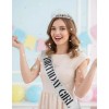 Feliz Cumpleaños Corona Y Faja Para Mujer Diademas Fiesta Plata