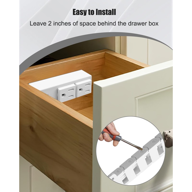 in Drawer Outlet Kit, 2 AC & 2 USB-A Ports,