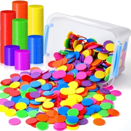 Soulchen 700 Pcs Round Counters for Kids 1 inch Bingo Chips Bulk 7 Colors with Storage Box Plastic Poker Chips Counting Markers for Math Practice, Game Tokens and Teaching Rewards