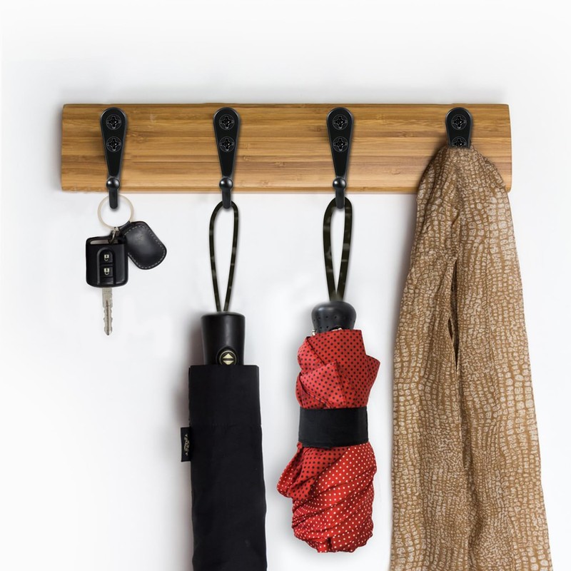 JIUZI Black Wall Mounted Coat Hooks, Rustproof Metal Hooks for