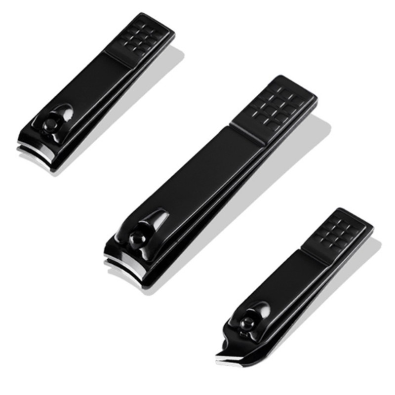 18PCS Nail Clippers Set Black Stainless Steel Portable High Strength