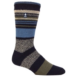 Heat Holders | SockShop | Men's Original Thick Insulated Thermal Twist Boot Socks | Winter Warmth | TOG 2.34 | 1 Pair | UK 6-11 / US 7-12 | Galway Navy/Olive Stripe