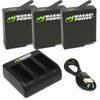 Wasabi Power Battery (3-Pack) and Triple Charger for Hero 7,