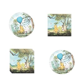 MJZH 40pcs Winnie Party Supplies,include 20 Plates（7", 20 Napkin,Used for Retro Bear Birthday Party Decoration (A)