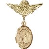 Gold Filled Baby Badge with St. Valentine of Rome Charm