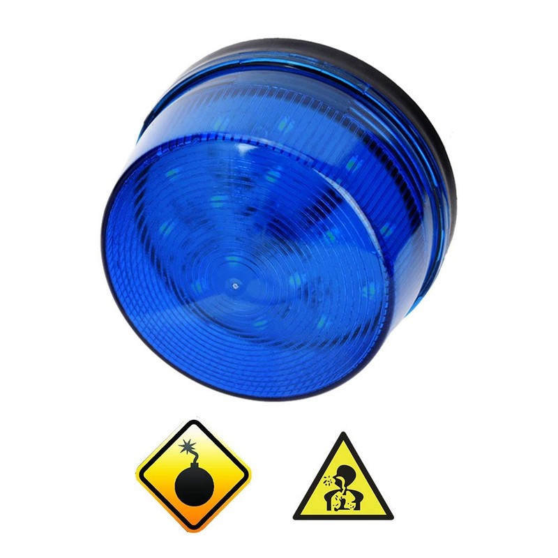 12V Blue LED Flash Light Emergency Alarm Warning Signal Flashing