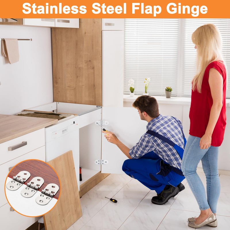 8 Pcs Flip Hinges Round Edge, 270 Degree Folding Flip