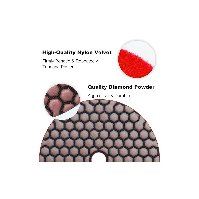 Waies 125 mm Grit 200 Diamond Sanding Pad for Dry