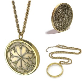 Seventh Pentacle of Jupiter + 72 names of God + 1FitAll King Solomon Coin bezel kabbalah seal talisman Necklace