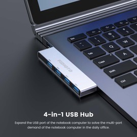 Fidioto Hub USB delgado 2 unidades, adaptador USB de 4 puertos (1 concentrador 3.0, 3 concentradores 2.0), expansor de puertos múltiples USB para laptop, iMac Pro, MacBook Air, Mac Mini/Pro, computadora portátil, unidades flash USB y disco duro móvil, et