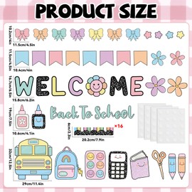 Composition Notebook Bulletin Board Welcome Back to School Classroom Decorations Pastel Colorful Composition Notebook Stationery Paper Cutout First Day of School for Class School Chalkboard Wall Decor