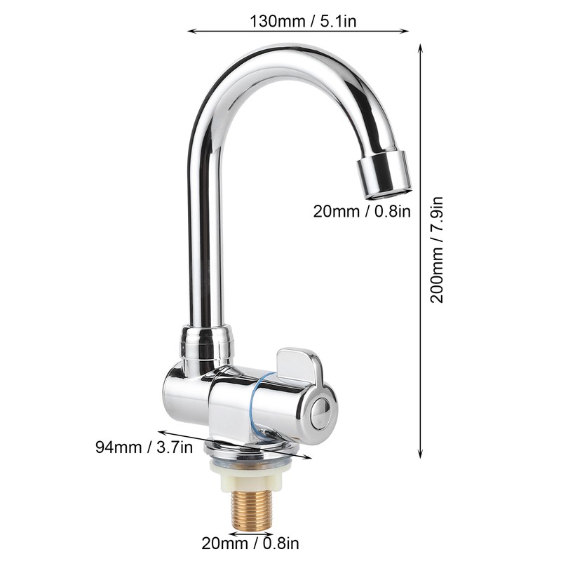 Single Cold Water Tap Basin Faucet 360 Degree Rotation 1/2in