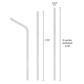 Party Essentials Party Essentials Disposable Plastic Drinking Straws, 7.75" Flexible/380 Count, Individually Wrapped White