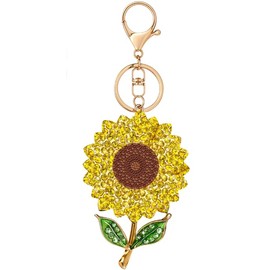 Neptniopllab Sunflower Keychain Diamond Sunflower Bag Charm Key Chain Ring for Gift,Wallet,Keys,Handbag,Purse,Birthday