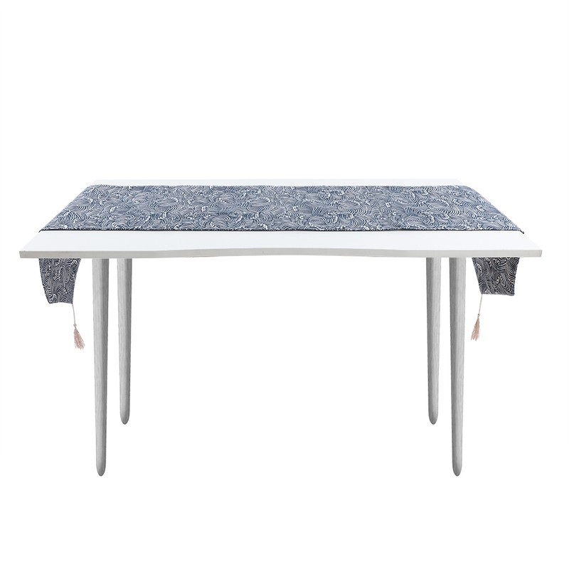 Blue Waves Cotton Linen Tablecloth Table Cover Clean Mat Pad