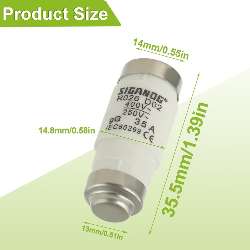 SIGANDG D02 35A Neozed Fuse Socket Set with Screw Caps