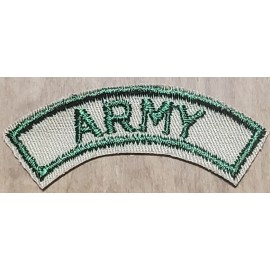 US ARMY Shoulder Arc Tab Rocker Cut COLOR PATCH tan & Green VTG NOS DRESS