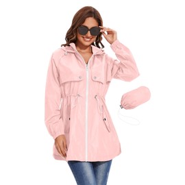 Avoogue Womens Rain Poncho Stylish Polyester Waterproof Raincoat Free Size with Hood Zipper