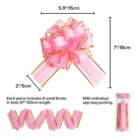 AKLVBL 20 PCS Large Pull Bow Gift Wrapping bows, Pull Bow with Ribbon for Wedding Gift Baskets, Party Gift Wrap Bows, Presents Decorating Bows (Pink)