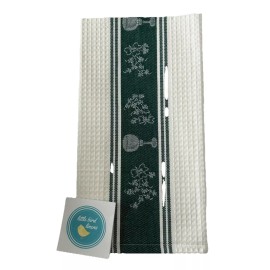 CHARLES GALLEN One Charles Gallen Kitchen Towel Shamrock Ireland Waffle Weave Green White 4 av