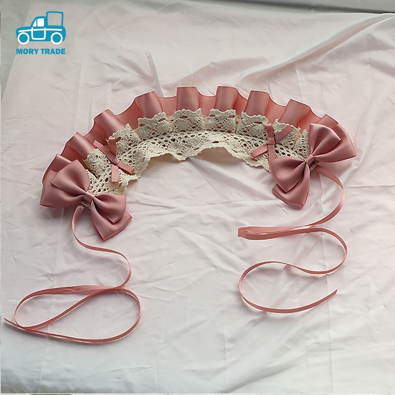 morytrade Headband Headdress Ruffle Maid Cosplay (Pink)