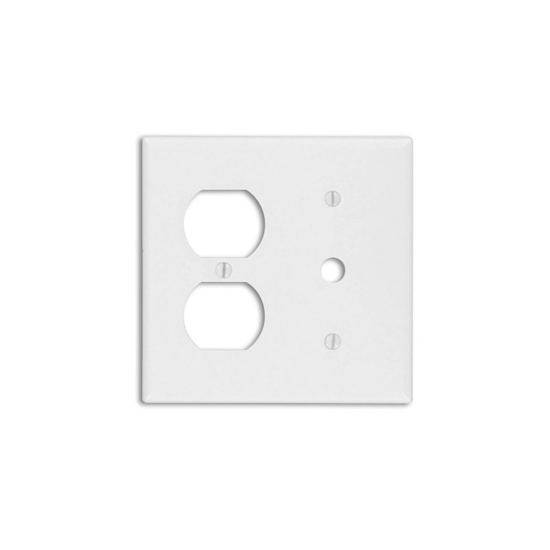 Leviton 2-Gang Combination, 1-Duplex Outlet/Receptacle 1-Telephone/Cable Wallplate, Standard Size, Thermoset,