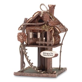 Gifts & Decor Wood Log Cabin Tree Bird House/Feeder