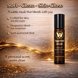 WagsMarket Egyptian Musk Oil, Choose from Roll On to 0.33oz - 4oz Glass Bottle, (0.33oz Roll On)