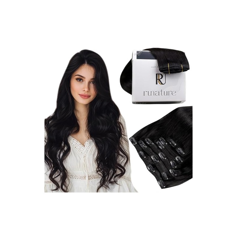 RUNATURE Extensiones de Cabello Humano con Clip 10 Pulgadas 80g