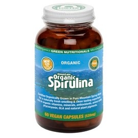 Green Nutritionals Mountain Organic Spirulina 60 Capsules - Vegan Vegetarian