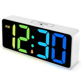 DreamSky Large Digital Alarm Clock Big Numbers for Seniors & Visually Impaired, RGB 9 Inches Desk Clock for Bedroom, Dimmable Jumbo Display, USB Ports, Loud Alarm for Heavy Sleepers, Adjustable Volume