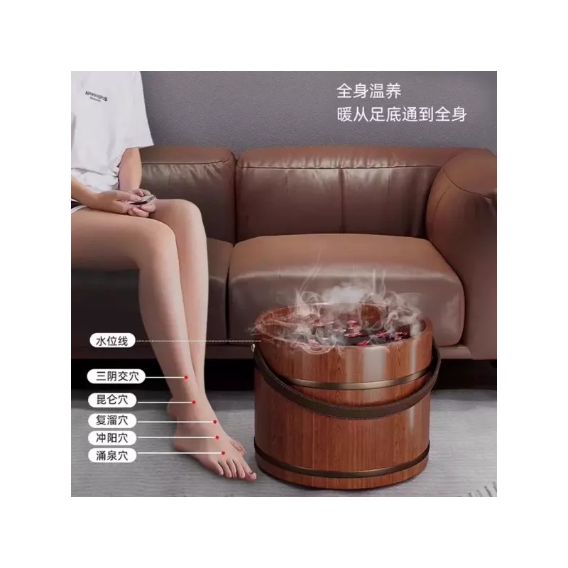 습식마사지 나무족욕통 마사지샵 원목 휴대용 족욕통 찜질 Wooden Foot Massage