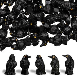 50Pcs Mini Resin Crows Black Raven Small Resin Animals for Halloween Decor