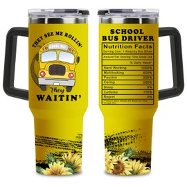 MAHOMAY Bus Driver Appreciation Gifts for Men Women, School Bus Driver Gifts, Back to School Gifts for Kids, Bus Driver School Bus Driver 40oz Tumbler with Handle and Straw