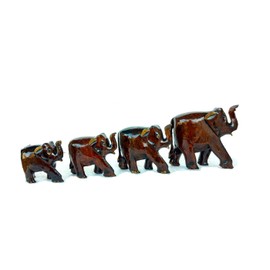 Rastogi Handicrafts Wooden Elephant Family of 4 elephant Antique Looking Gifts Souvenir Home decor, Collectible Figurine