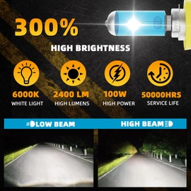 XG Glitter Headlights Fit for Chevy Volt 2011-2015 Halogen Headlight Bulbs, H11 Fog Lights, High Power 6000K White Light, Pack of 2