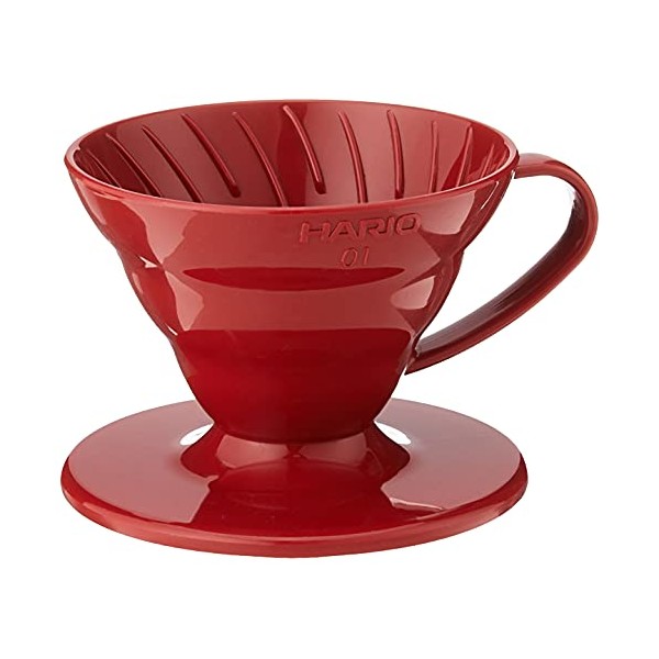 HARIO V60 Plastic Coffee Dripper, Red, Size 1