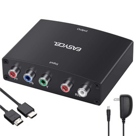 EASYCEL Component to HDMI Converter with 1.2 Meter HDMI Cable, RGB to HDMI Converter, 1080P 5RCA YPbPr to HDMI Converter