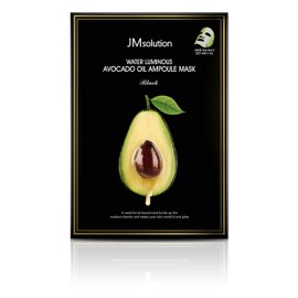 JMsolution Water Luminuous Black Mask - Korean Skincare Facial Mask - Silkworm extract amino acid -Nutrition and Moisturization Synergy - 10 sheets for a sensitive skin (Avocado Oil)