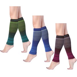 Tipi Toe Unisex 3 pares de mangas de tubo de compresión de becerro de colores brillantes, Dreamy Duotone, Small