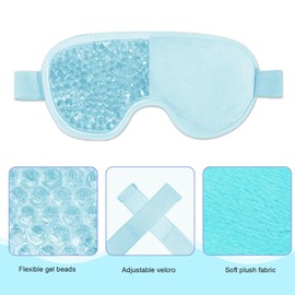 BREENHILL Gel Eye Mask,Reduce Puffiness, Bags Under Eyes, Puffy Dark Circles,Hot/Cold Pack with Soft Plush Backing for Woman Sleeping,SPA Pressure, Headaches, Skin Care, Woman Men Gift-Blue