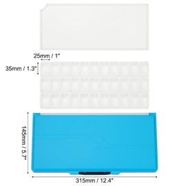 PATIKIL 33 Wells Paint Storage Box, Airtight Folding Detachable with Extra Area Painting Palette for Watercolor Gouache Acrylic Oil Paint Blue